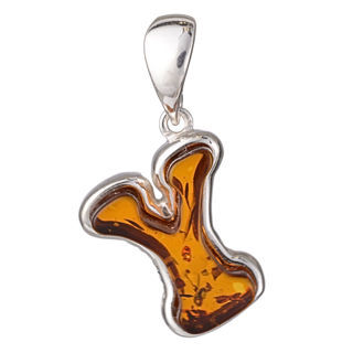 Sterling Silver and Baltic Amber Y  Initial Pendant Necklace