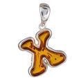 Sterling Silver and Baltic Amber X  Initial Pendant Necklace