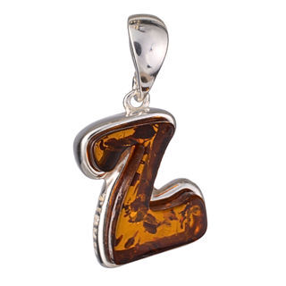 Sterling Silver and Baltic Amber Z Initial Pendant Necklace