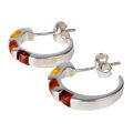 Sterling Silver and Baltic Multicolored Amber Hoop Earrings