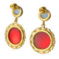 Gold Plated 925 Sterling Silver Turquoise and Baltic Red Amber Earrings
