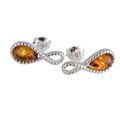 Sterling Silver and Baltic  Amber Post Back Infinity Earrings