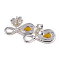 Sterling Silver and Baltic  Amber Post Back Infinity Earrings