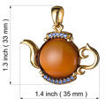 Gold Plated 925 Sterling Silver  and Baltic Cherry Amber Tea Pot Pendant