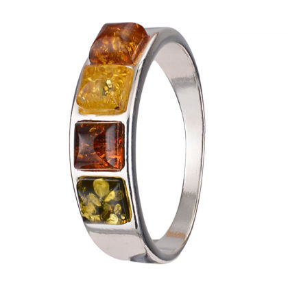 Sterling Silver and Baltic Multicolored Amber Ring