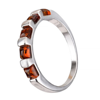 Sterling Silver and Baltic Honey  Amber Half Eternity Ring