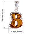Sterling Silver and Baltic Amber B Initial Pendant Necklace