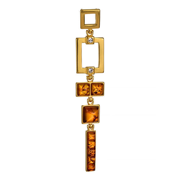 18K Gold Plated 925 Sterling Silver and Baltic Honey Amber Pendant