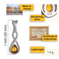 Sterling Silver and Baltic Honey Amber Infinity Pendant