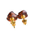 18K Gold Plated Sterling Silver and Baltic Cherry Amber Bullet Clutch Rose Earrings