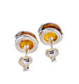 Sterling Silver and Baltic Honey Round Amber Post Back Earrings