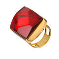 Image of Elegant Ring with Baltic Honey Amber and 18K Gold Plated Sterling Silver