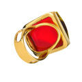 Image of Elegant Ring with Baltic Honey Amber and 18K Gold Plated Sterling Silver  Back View