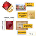 Image of Elegant Ring with Baltic Honey Amber and 18K Gold Plated Sterling Silver  Info Graphics