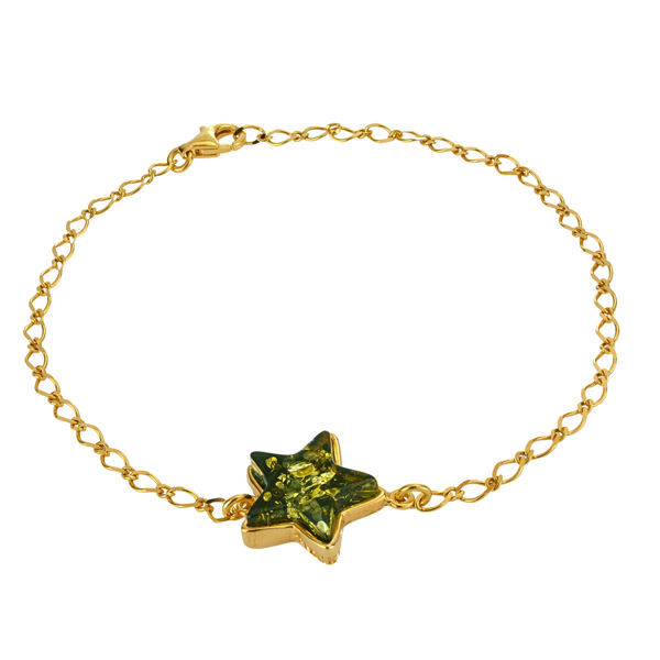 Gold Plated Sterling Silver and Baltic Green Amber Star Bracelet