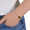 Gold Plated Sterling Silver and Baltic Green Amber Star Bracelet