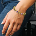 Amber and Gold Bracelet  - 18K Gold Plated 925 Sterling Silver, Amethyst, and Adjustable Green  Baltic Amber  Bracelet, Amber Jewelry Collection