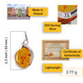 amber sterling silver pendant details