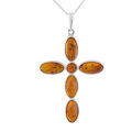 Baltic Amber Cross Pendant Necklace (Large)