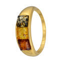 18K Gold Plated Sterling Silver and Baltic Multicolored Amber Ring Front View