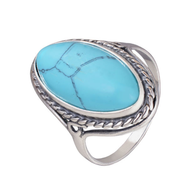 oval turquoise silver band ring womens