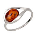 silver ring amber women's 