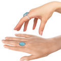 oval turquoise silver band ring womens on model