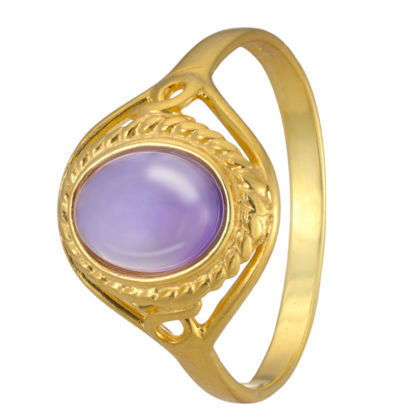 Oval Amethyst Ring in 18K Gold Plated Sterling Silver