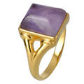 rectangular amethyst ring in gold main picture