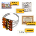 Sterling Silver and Baltic Multicolored Amber Ring "Klaudia"