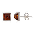 genuine baltic amber earrings in sterling silver, post back closures, honey brown stone