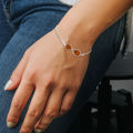 Sterling Silver Honey Baltic  Amber Bolo Bracelet Infinity on a model