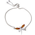 Sterling Silver Honey Baltic Amber Bolo Bracelet Dragonfly, Women's Jewelry