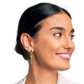 Image of Model Wearing Multicolor Baltic Amber Earrings from Amber Jewelry Collection