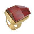 Image of Elegant Ring with Baltic Red Amber and 18K Gold Plated Sterling Silver