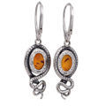 Sterling Silver and Baltic Amber French Lever Back  Snake Earrings