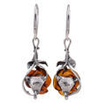 rose amber earrings, back picture