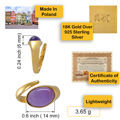 February birthstone, gold amethyst ring women 