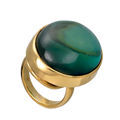 Image of Elegant Ring with Baltic Blue Green Amber and 18K Gold Plated Sterling Silver 