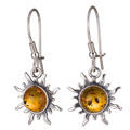 925 Sterling Silver Baltic Honey Sun Amber Earrings, Handmade Gemstone Earrings, Vintage Style Oxidized Sterling Silver