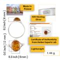 Sterling Silver Baltic Honey Amber Ring “Khloe” - Oval Genuine Baltic Amber, 925 Silver Modern Open Setting, Handcrafted Amber Jewelry Gift