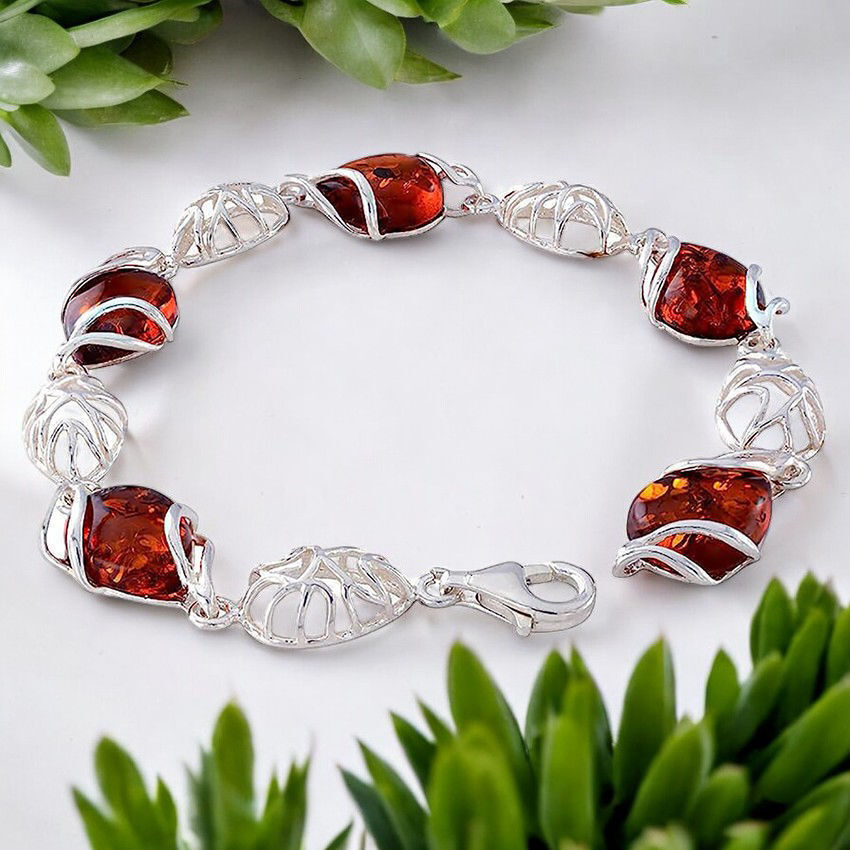 amber and silver bracelet